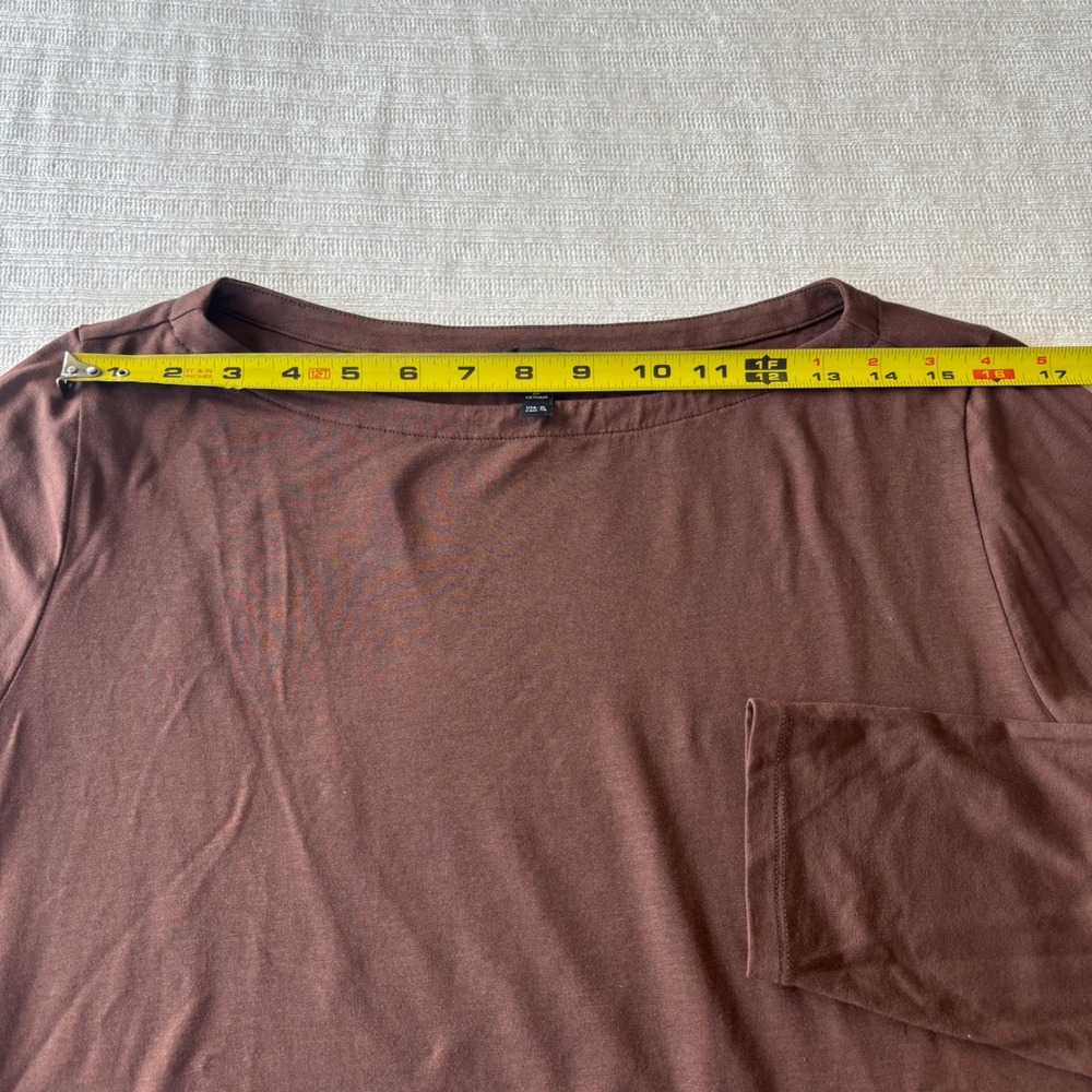 Eileen Fisher Brown Tencel Lyocell Boat Neck Long Sleeve Top XL - Picture 6 of 9